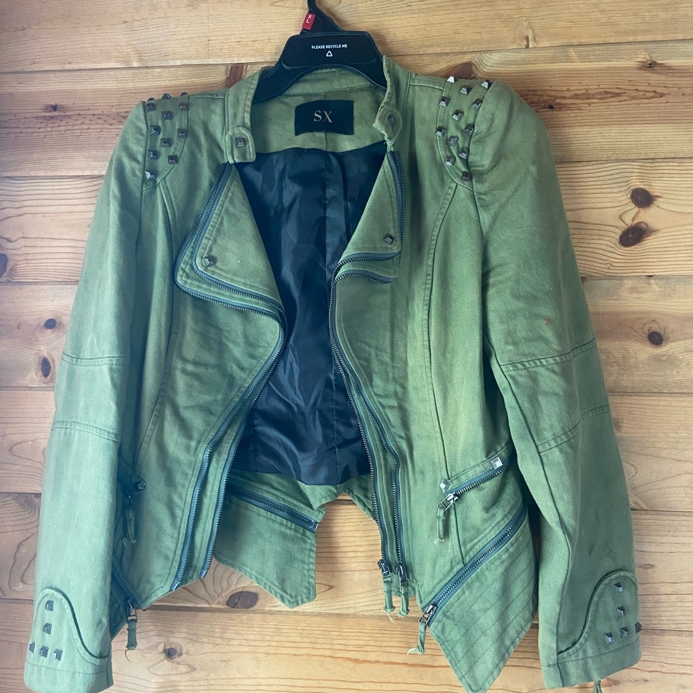Green jacket with studs